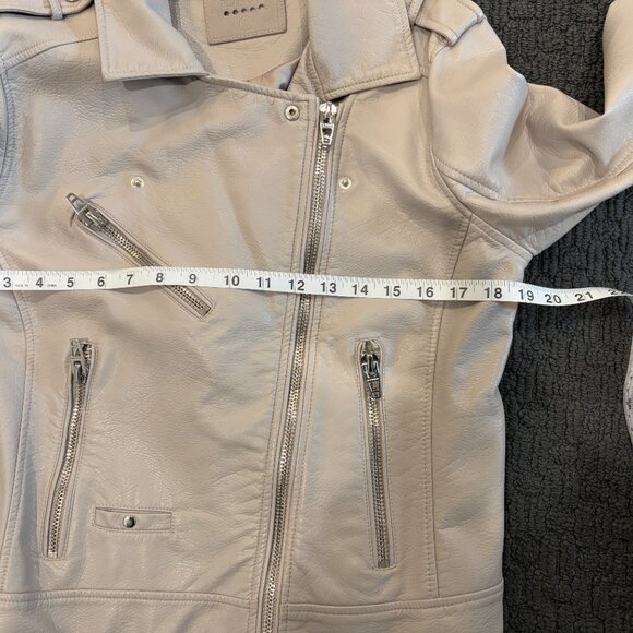 Blank NYC Jacket Faux Leather Jacket Women L Beige Moto Jacket Biker Jacket - Picture 6 of 8